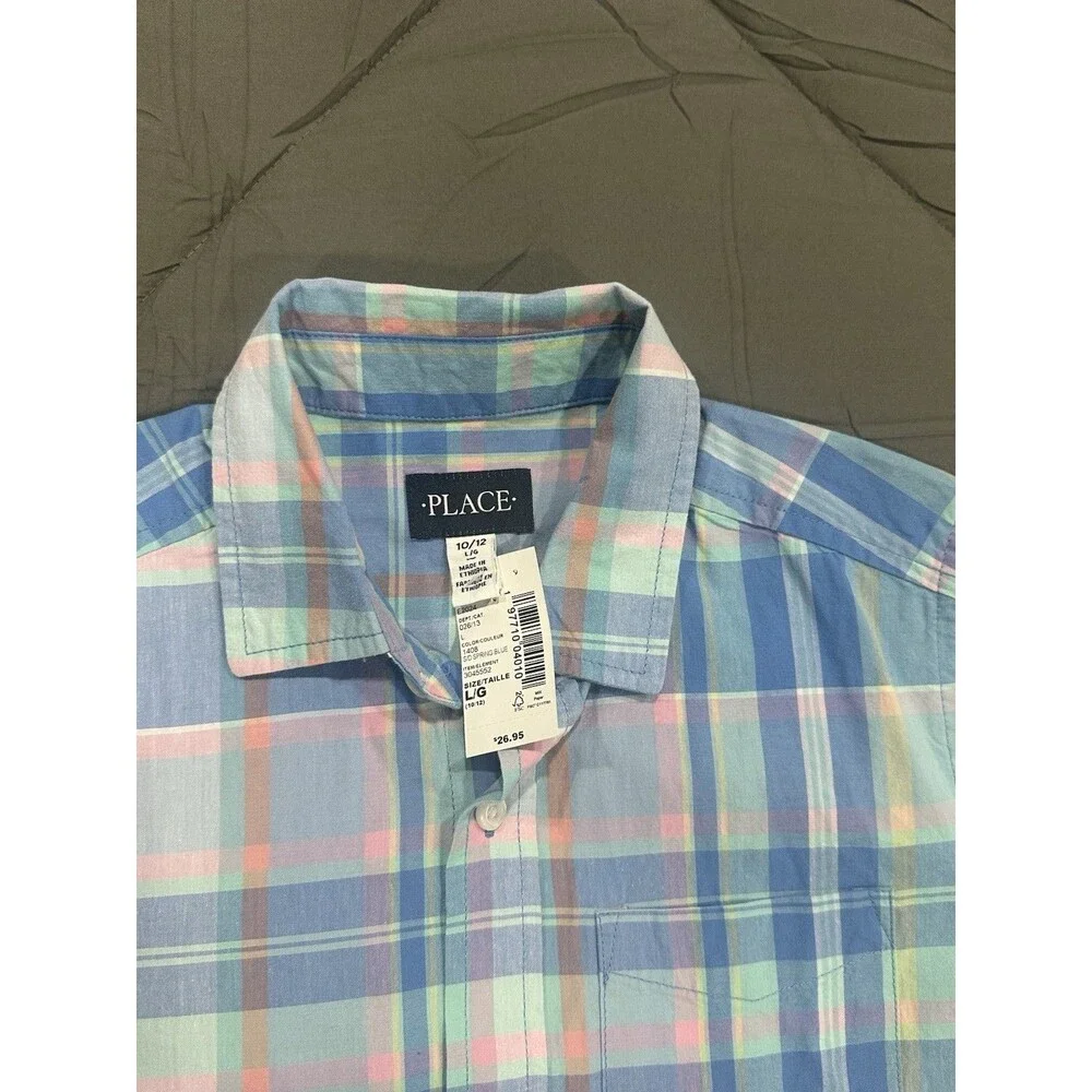 Children Place Boys Dress Short Sleeves Shirt Size L (10-12)